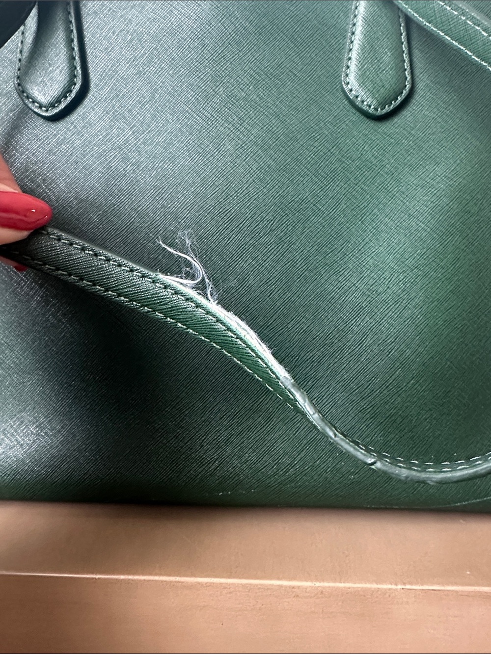 Michael Kors Green Saffiano Satchel with Gold Hardware - Picture 4 of 7